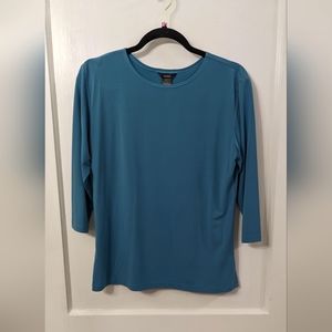 Blue 3/4 Sleeve Top Size L Fiore